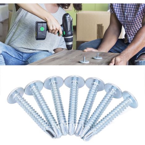 50 vis autoperceuses Phillips en acier au carbone zingué bleu-blanc avec rondelle à tête ronde 4,2 x 32 mm (1/5)
