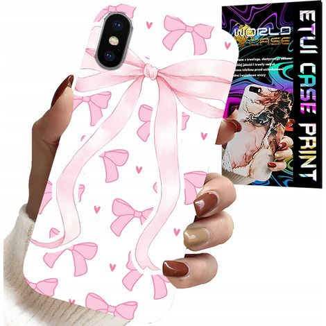 Custodia per iPhone X / XS - motivo a nastri rosa alla moda (1/5)