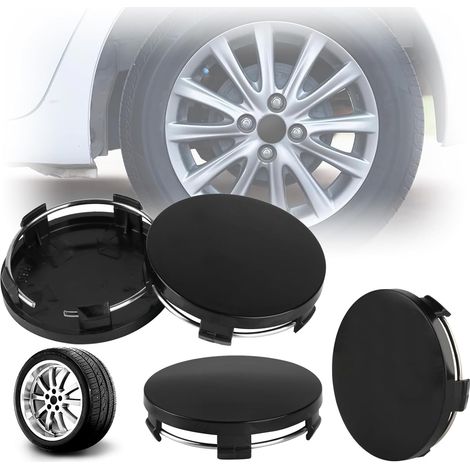 4 Pieces 60 mm ABS Plastic Hub Centre Caps, Wheel Centre Caps, OD 60 mm ID 56 mm, Wheel Centre Hub Caps, for Rims Wheel Trims Accessories for Cars, Black