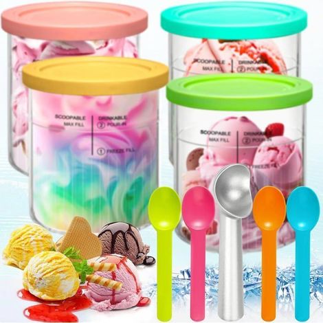4PCS Pot pour Ninja Creamy Deluxe,680 ML Récipient pour ninja Creami pour NC500 NC501,Bacs À Crème Glacée avec Couvercle Et Cuillère