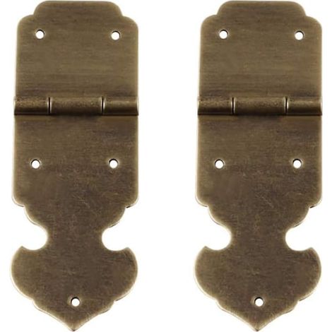 Dekorative Scharniere aus antikem Messing, geeignet für Möbeltüren und Schmuckkästchen (Antikbronze-Finish). (1/5)