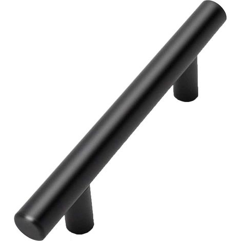 Set mit 4 Küchenschrankgriffen aus schwarzem Edelstahl, 96 mm Löcher, Möbelgriffe aus Edelstahl (1/5)