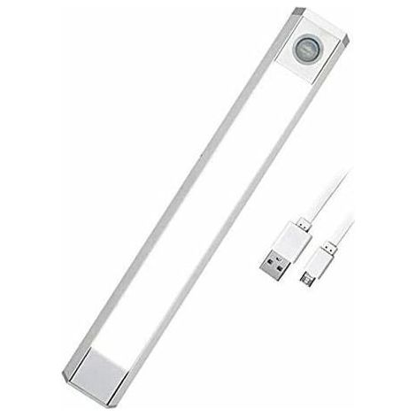 Lampe à détecteur de mouvement pour intérieur avec 3 couleurs changeantes, veilleuse avec batterie rechargeable par USB 60 LED, pour armoire, escalier, cuisine, mur, etc. [Classe énergétique (1/5)