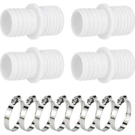 Kit de connecteurs de tuyau de piscine 4 pièces 32mm à 38mm avec 8 colliers de serrage