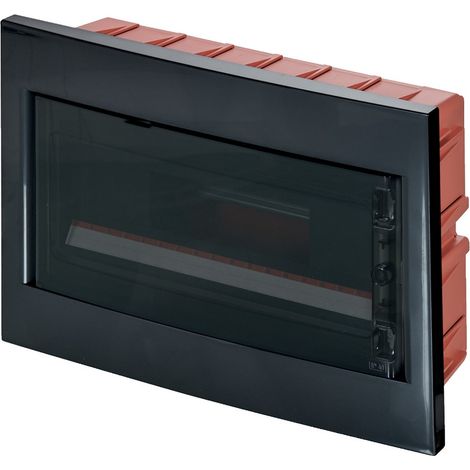 Centralino ad incasso, 18 moduli, nero, IP40, sportello in policarbonato fumè - Elettrocanali EC63018N