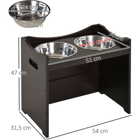 Erhöhter Hundenapf Höhenverstellbar Futternapf mit Ständer Wassernapf 2 x 2L Edelstahlnäpfen Langsamfutternapf verstellbar Fressnapf Futterstation Hundenäpfe für alle Hundegrößen, Kaffee (1/5)
