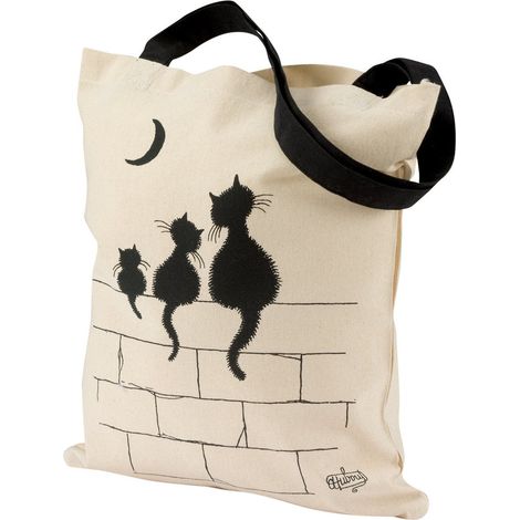 Sac Cabas de Shopping Fourre-Tout Motif 3 Chats Coloris Écru - 40 x 35 cm - PANGIVO (1/3)