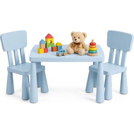 Set tavolo e sedie per bambini, 3 pezzi, plastica blu (1/5)