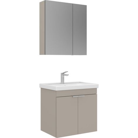 Waschtisch-Set mit Spiegel (2-teilig) "Desna 60" – 60 x 45 x 58 cm – Sand (1/3)
