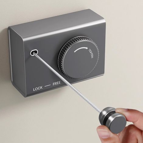 Corde à linge invisible grise, 4,2 m, séchoir à linge télescopique en acier sans trou d'intérieur, 1 pièce, style coulissant (1/5)