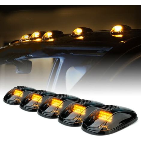 KLVGTIFS PU - Lot de 5 feux de gabarit de toit à LED ambrées pour Ford, Jeep, Dodge, camion et SUV (1/5)