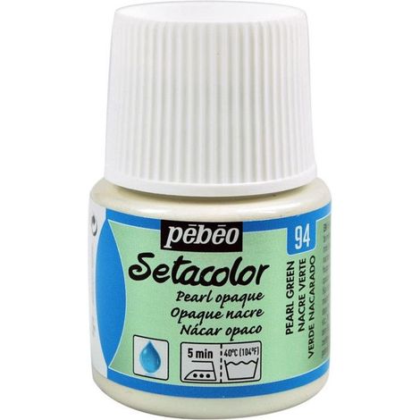 Peinture tissu - PéBéo - Setacolor opaque nacre verte - 45 ml - Couleur intense - Résistante au lavage