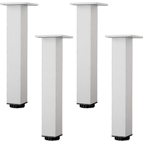 Pieds de meubles réglables en hauteur – pour canapés, tables basses, meubles de salle de bain – 30 cm, réglables de 1 à 15 mm. 4 pièces, blanc (1/5)