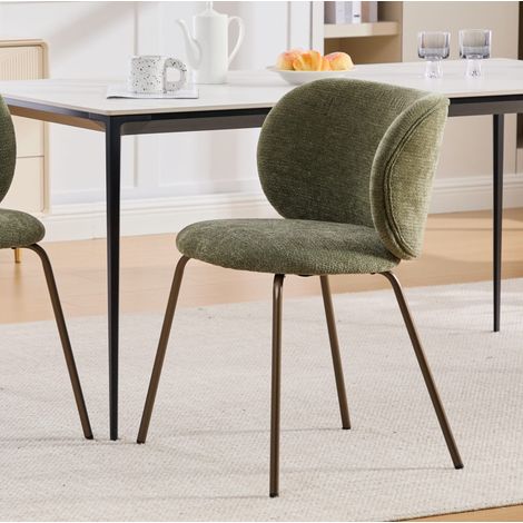 sedia sala da pranzo curva chenille verde OKMYHOME (1/5)