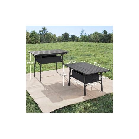 Mesa camping plegable ajustable con bolsa negra OKMYHOME (1/5)