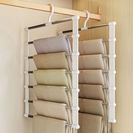 2 cintres pour pantalons, rangement pour penderie, cintres multifonctions 7 niveaux, rangement pour accessoires (1/4)
