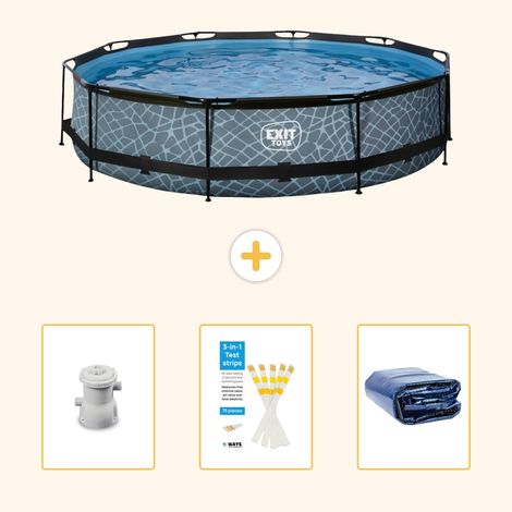 Exit-toys Piscine Exit Ronde - Effet Pierre - 360x76 cm - 4-pièces SCB86 (1/5)