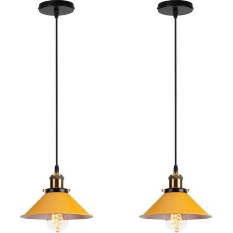 U-Do 2Pcs Suspension Luminaire illuminé Vintage Lustre Cage en Métal Jaune 22cm Lampe Exquise pour Salon Couloir Entrée (1/4)