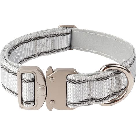 Hochfestes, reflektierendes Hundehalsband aus verstärktem Nylon mit Schnellverschluss aus Metall, verstellbare Größe, für mittelgroße und große Hunde, langlebig (1/3)
