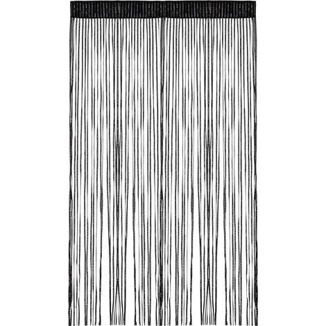 Rideau Anti Insectes 100x200 cm Noir, Rideau à Fils pour Mariage, Café, Restaurant, Vitrine (1/5)