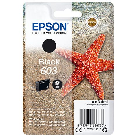 Cartouche Jet d'Encre Epson 603 Noire C13T03U14020