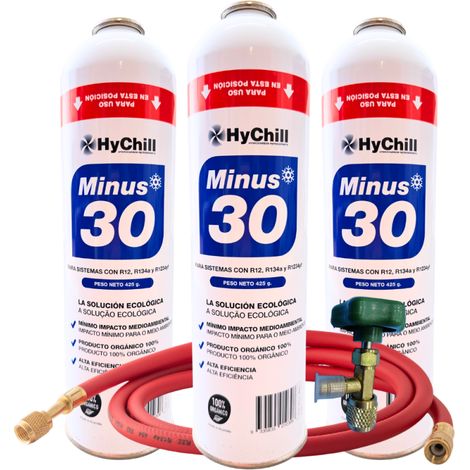 Recarga Aire Acondicionado 3 en 1 Sustituto Ecológico R134a y R12 Gas Refrigerante + Sellante + Lubricante 200gr