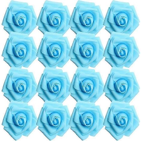 100 têtes de roses artificielles en mousse PE de 6 cm, assorties-Blue (1/5)