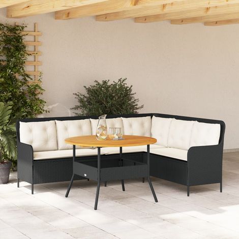 Set de sofás de jardín 2 piezas y cojines ratán sintético negro vidaXL (1/5)