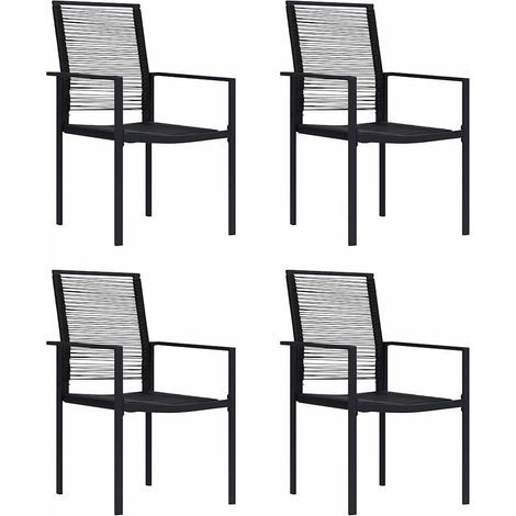 Chaises de jardin-Chaise de terrasse-Chaise d'extérieur lot de 4 Rotin PVC Noir (1/5)