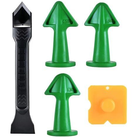 5 Pieces Caulking Nozzle Applicator and Scraper, Silicone Remover Tool, Silicone Smoothing Tool Kit Grout Scraper for Bathroom Kitchen Room Floor Corner (1/4)