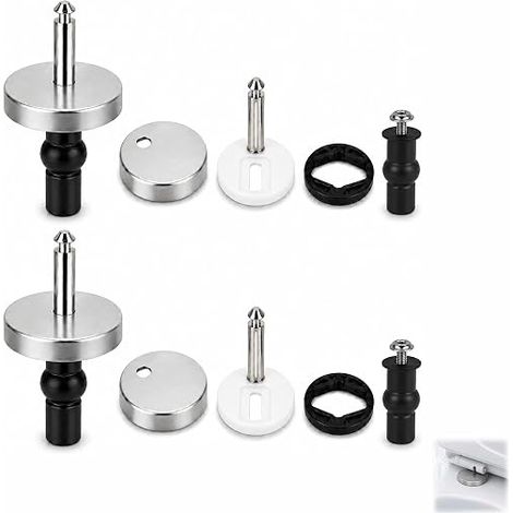 2 Pcs Toilet Seat Fastener, Quick Release Hinge Toilet Seat with Rubber and Stainless Steel Screws, Replacement Bolts for Universal Quick Release Toilet Seat (1/5)