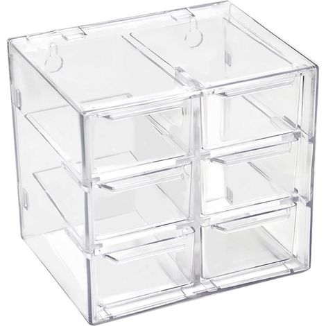 1 boîte de rangement cosmétiques, commode plastique transparente, organiseur bureau 6 tiroirs empilables, pour bijoux et maquillage (1/5)