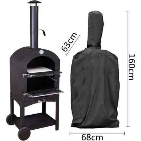Housse Protection Barbecue - Tissu Oxford Imperméable Anti-poussière - Pour Four à Pizza Extérieur - Dimensions 68 x 63 x 160 cm - 1 Pièce (1/4)