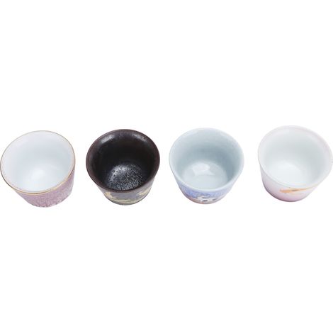 Lot de 4 tasses à thé Kung Fu en céramique artisanale, style japonais, idéal pour cadeau ou décoration maison. (1/5)