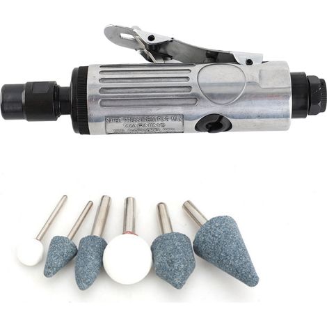 Kit de Meuleuse Pneumatique Droite 1/4 Pouce, Mandrin 3mm et 6mm, Outil Rotatif à Air pour Meulage Polissage Gravure, 20000 TR/MIN (1/5)