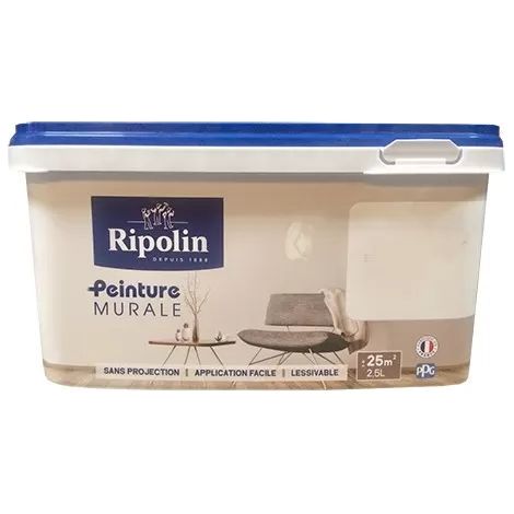 Ripolin – Peinture murale acrylique satin 2,5 L – Finition élégante et lessivable – Pour murs et plafonds – Qualité air intérieur optimisée