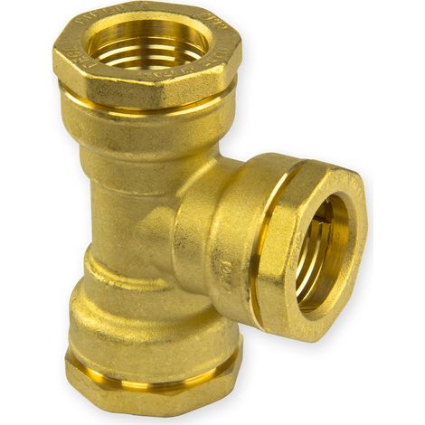 Caleffi Messing PE Rohr T-Stück 32mm Abzweig Verschraubung