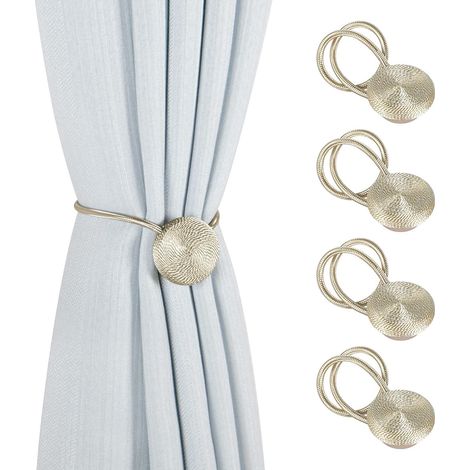 4 Aimants Crochets Rideaux, Attaches Magnétiques pour Rideaux, 40 cm, Lot de 4, Sans Perçage, Décoration Chambre, Salon, Bureau, Beige (1/5)