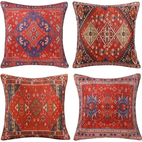 Housses de Coussin 40x40cm Tapis Motif Taie d'oreiller Coton Lin Housses Coussins Canapé Chaises de Jardin Maison (1/3)