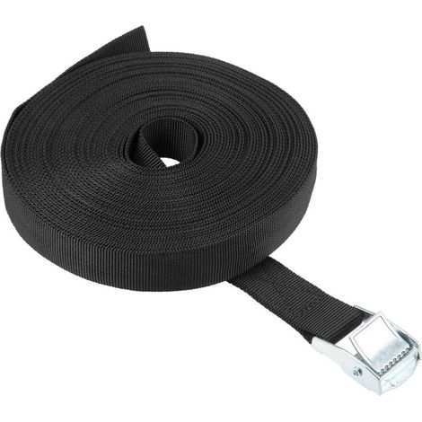 Spanngurt 12m x 25mm Schwarz, bis 80kg, für Motorrad, Kajak, Fracht