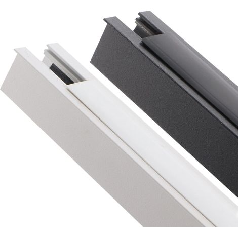 IluminaShop - Carril Monofasico Magnetico para Empotrar (2 Metros) Blanco / Negro Serie Detail  Negro (1/4)