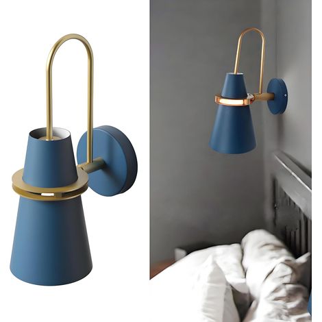 Applique bleu éclairage d'intérieur avec abat-jour en métal, culot E27, moderne pour chambre et salle à manger (murale, 1 article) (1/5)