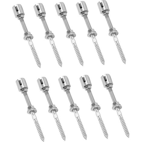 10 Stück Kreuzkabelklemmen aus korrosionsbeständigem Edelstahl 316 mit Gewindestange für Seile bis 3/4 Zoll (4 mm / 0,16 Zoll). (1/5)