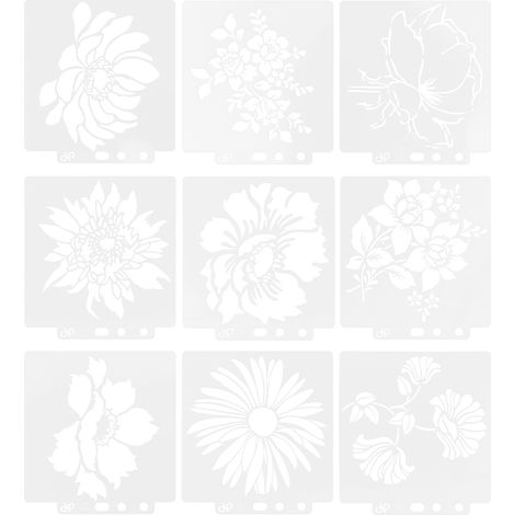 9 pochoirs de mandala pour la peinture et le dessin, à utiliser soi-même pour créer des œuvres d'art et des loisirs créatifs.