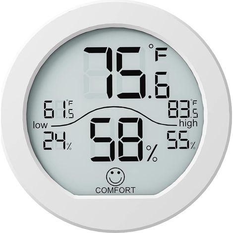 Hygromètre-thermomètre numérique pour la mesure de l'humidité ambiante, thermomètre d'intérieur avec précision et étalonnage, écran LCD et capteur de température.