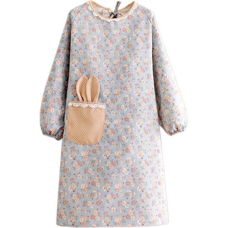 Tablier de cuisine pour femme, joli tablier à manches longues pour barbecue, grillades, pâtisserie et nettoyage (1/4)