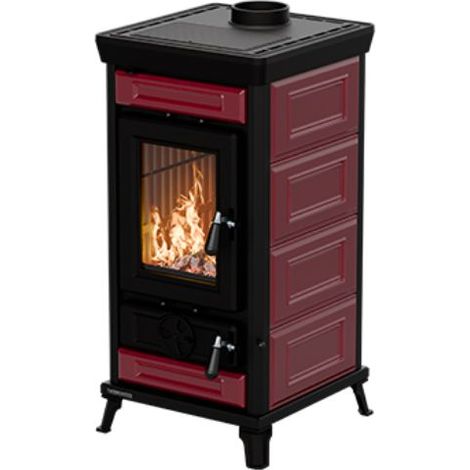 Poêle à bois en céramique - THERMOROSSI Sofia Evo 5 Maiolica 7.3 kW Bordeaux (1/5)