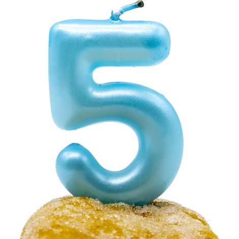 Numero 5 vela de cumpleaños 6 cm Azul claro (1/4)