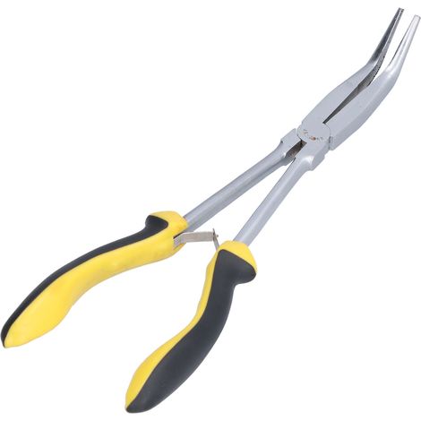 Pince à bec courbé longue 28 cm SK-285B en acier au chrome-vanadium manche PVC 60° pour réparation et travaux manuels (1/5)