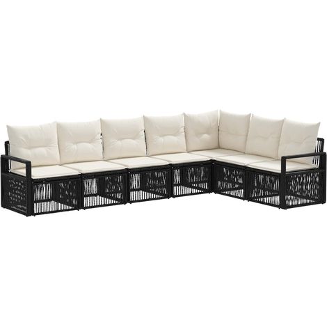 Gartensofa-set 7 pcs Schwarz Poly-Rattan vidaXL